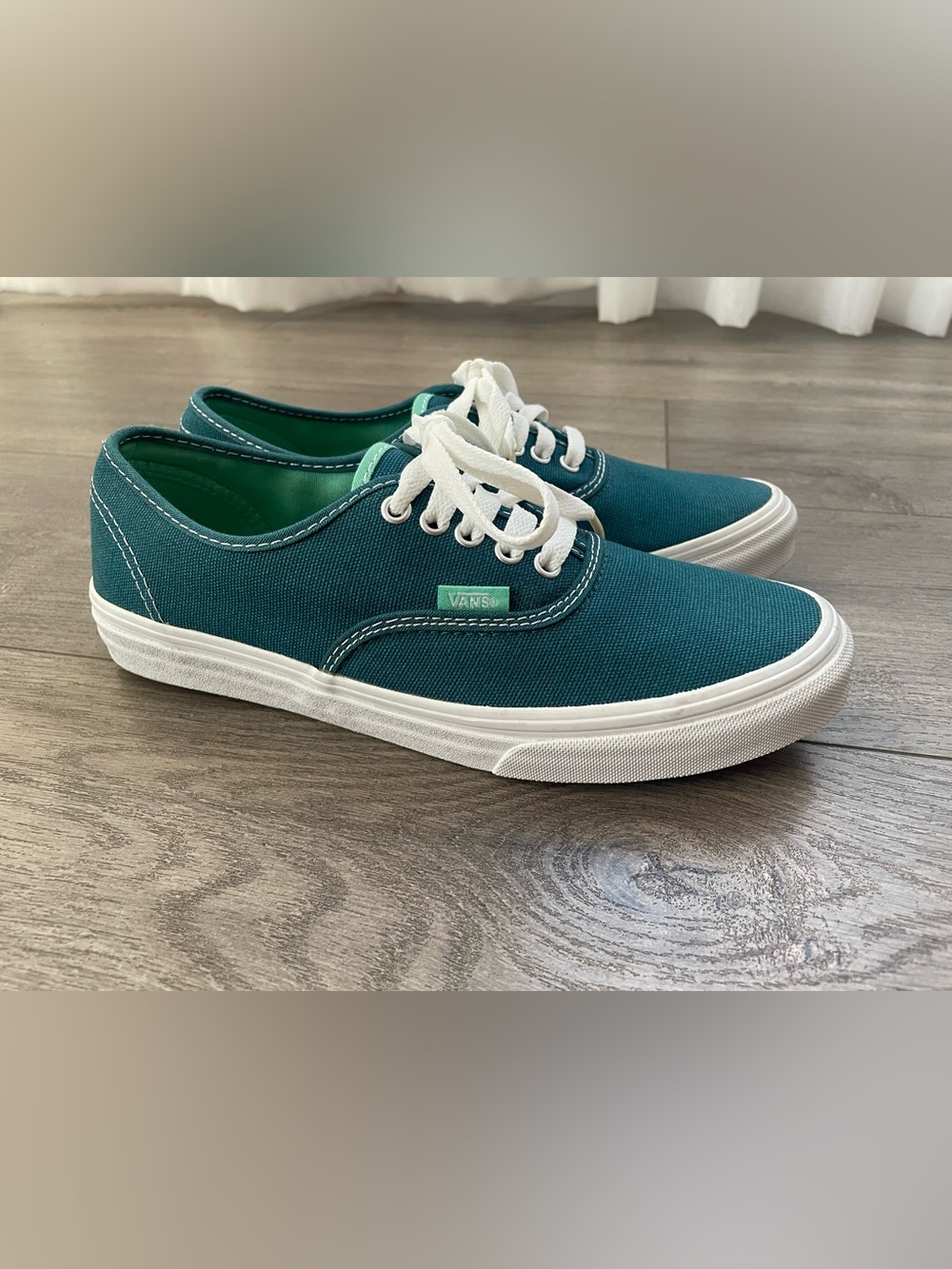 New Vans Authentic Teal Canvas Low-Top Sneakers - Teal/White